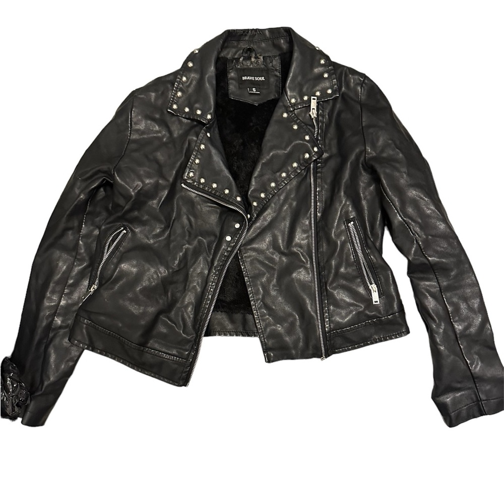 Brave soul faux leather studded jacket SMALL